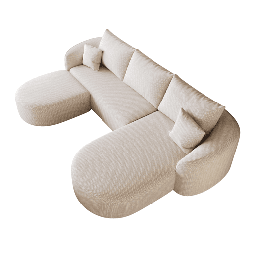 Sofá modular de canto em U, 266 cm - espuma comprimida, sem montagem, sofá sem estrutura - Branco