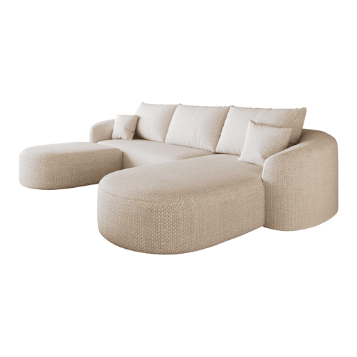 Sofá modular de canto em U, 266 cm - espuma comprimida, sem montagem, sofá sem estrutura - Branco