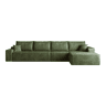Sofá modular de canto de 340 cm - chaise longue em L, assento profundo, sem montagem, embalado compactamente - verde