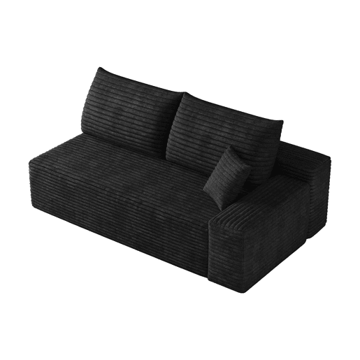 Sofá de 2 lugares, 175 x 95 cm u2013 estofado em veludo, assento confortável, estilo moderno u2013 preto