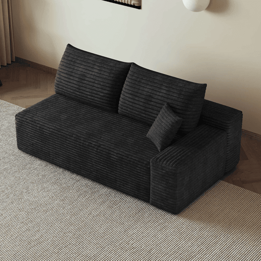 Sofá de 2 lugares, 175 x 95 cm u2013 estofado em veludo, assento confortável, estilo moderno u2013 preto
