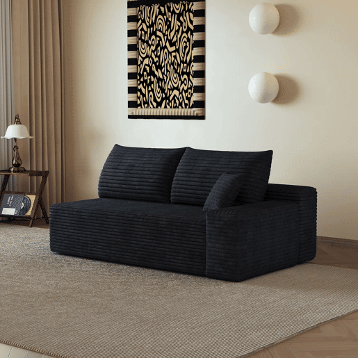 Sofá de 2 lugares, 175 x 95 cm u2013 estofado em veludo, assento confortável, estilo moderno u2013 preto