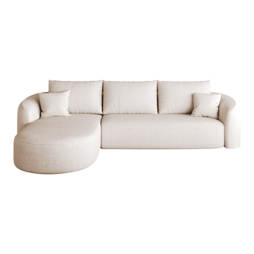 Sofá modular de canto em L, 266 cm u2013 3 lugares, compacto, sem montagem, estofado em chenille u2013 Branco Sofá modular de canto em L, 266 cm u2013 3 lugares, compacto, sem montagem, estofado em chenille u2013 Branco