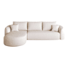 Sofá modular de canto em L, 266 cm u2013 3 lugares, compacto, sem montagem, estofado em chenille u2013 Branco