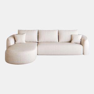 Sofá modular de canto em L, 266 cm u2013 3 lugares, compacto, sem montagem, estofado em chenille u2013 Branco