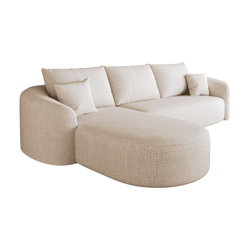 Sofá modular de canto em L, 266 cm u2013 3 lugares, compacto, sem montagem, estofado em chenille u2013 Branco Sofá modular de canto em L, 266 cm u2013 3 lugares, compacto, sem montagem, estofado em chenille u2013 Branco