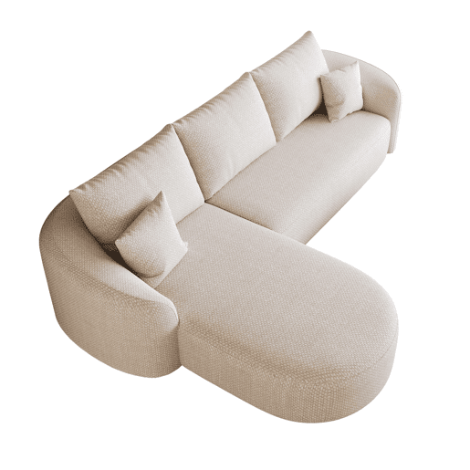 Sofá modular de canto em L, 266 cm u2013 3 lugares, compacto, sem montagem, estofado em chenille u2013 Branco Sofá modular de canto em L, 266 cm u2013 3 lugares, compacto, sem montagem, estofado em chenille u2013 Branco