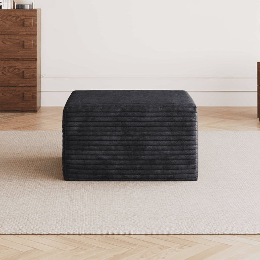 Puf decorativo 65x60x38 cm - estofado em tecido com enchimento de espuma - preto Puf decorativo 65x60x38 cm - estofado em tecido com enchimento de espuma - preto
