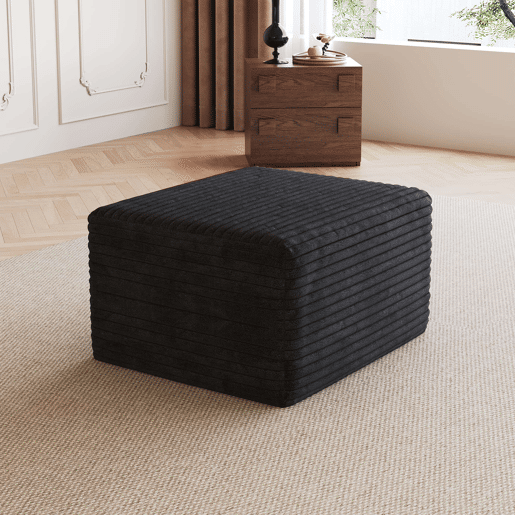 Puf decorativo 65x60x38 cm - estofado em tecido com enchimento de espuma - preto Puf decorativo 65x60x38 cm - estofado em tecido com enchimento de espuma - preto