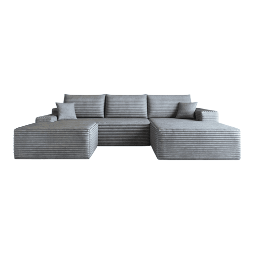 Sofá modular de canto de 270 cm - chaise longue em L, assento profundo, modular sem montagem - Cinzento