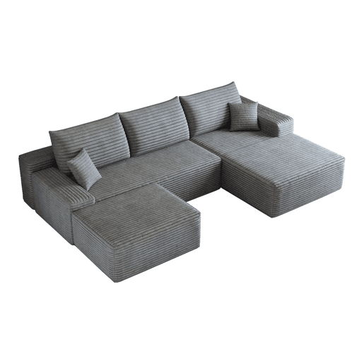 Sofá modular de canto de 270 cm - chaise longue em L, assento profundo, modular sem montagem - Cinzento