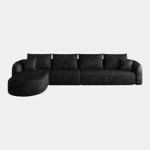 Sofá de canto modular de 336 cm - espuma comprimida, sem montagem, 4 lugares - Preto