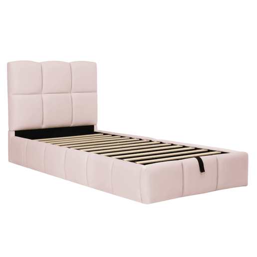 Cama de solteiro de veludo 90x200 cm com armazenamento,rosa Cama de solteiro de veludo 90x200 cm com armazenamento,rosa