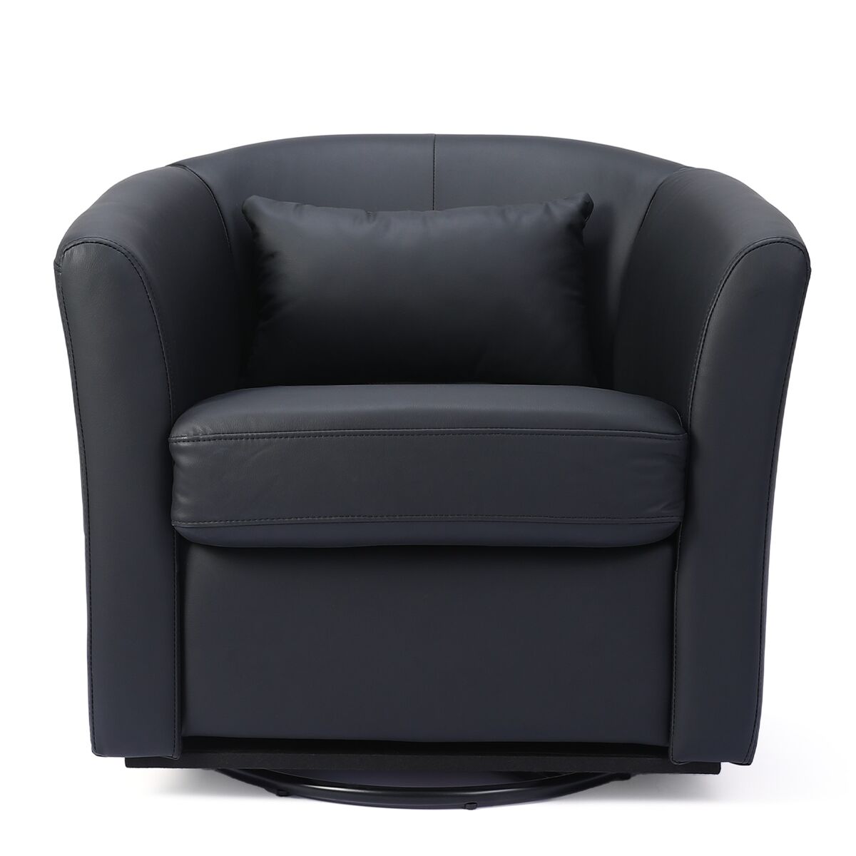 Sillón giratorio giratorio 360° de piel sintética de alta calidad, sillas redondas acolchadas con espacio de almacenamiento, sillón moderno de relax