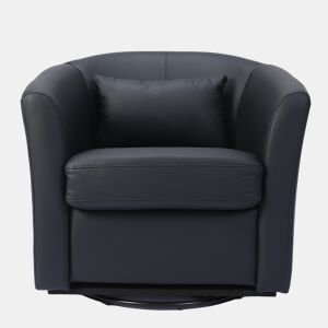 Poltrona giratória a 360° em pele sintética de alta qualidade, poltrona redonda estofada com espaço de arrumação,poltrona de descanso moderna com aspeto de veludo para o quarto.