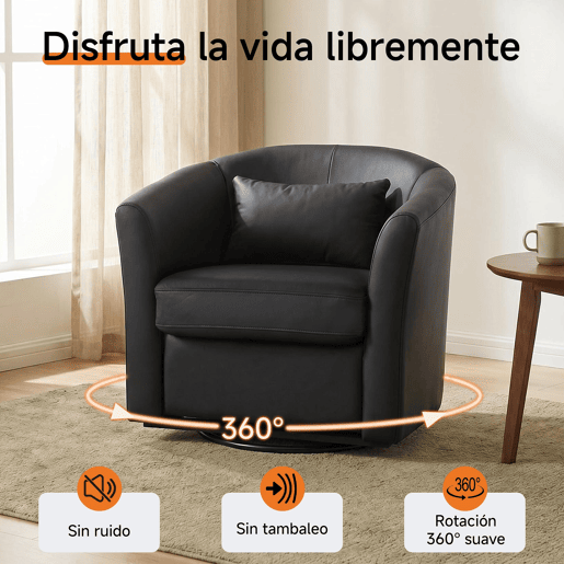 Poltrona giratória a 360° em pele sintética de alta qualidade, poltrona redonda estofada com espaço de arrumação,poltrona de descanso moderna com aspeto de veludo para o quarto.