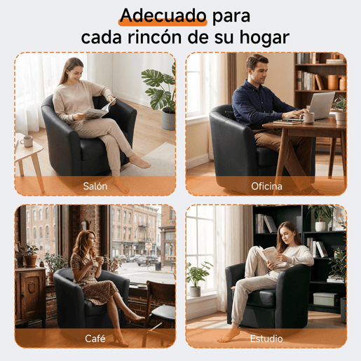 Poltrona giratória a 360° em pele sintética de alta qualidade, poltrona redonda estofada com espaço de arrumação,poltrona de descanso moderna com aspeto de veludo para o quarto.