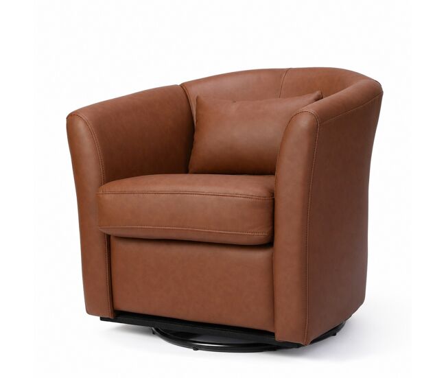 Sillón giratorio giratorio 360° de piel sintética de alta calidad, sillas redondas acolchadas con espacio de almacenamiento, sillón moderno de relax