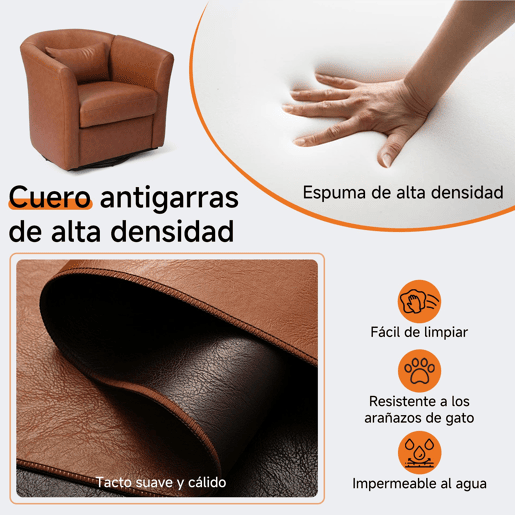 Poltrona giratória a 360° em pele sintética de alta qualidade, poltrona redonda estofada com espaço de arrumação,poltrona de descanso moderna com aspeto de veludo para o quarto. Poltrona giratória a 360° em pele sintética de alta qualidade, poltrona redonda estofada com espaço de arrumação,poltrona de descanso moderna com aspeto de veludo para o quarto.