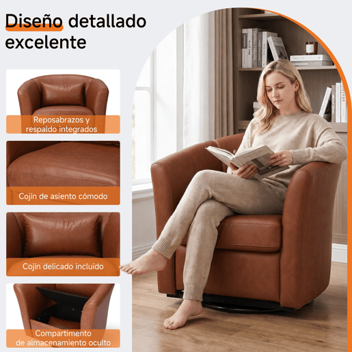 Poltrona giratória a 360° em pele sintética de alta qualidade, poltrona redonda estofada com espaço de arrumação,poltrona de descanso moderna com aspeto de veludo para o quarto. Poltrona giratória a 360° em pele sintética de alta qualidade, poltrona redonda estofada com espaço de arrumação,poltrona de descanso moderna com aspeto de veludo para o quarto.