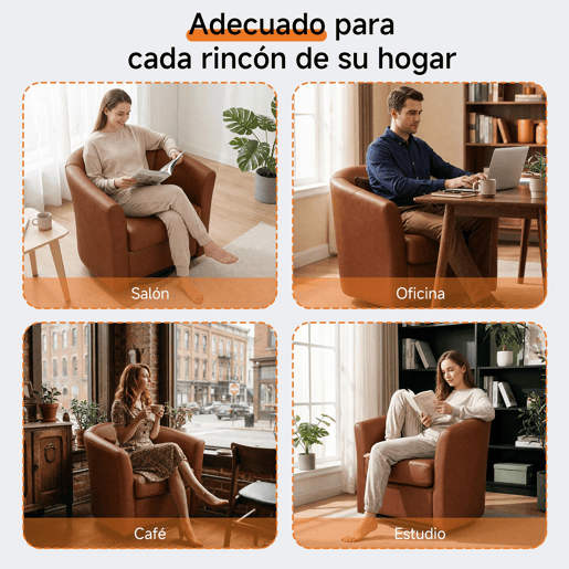 Poltrona giratória a 360° em pele sintética de alta qualidade, poltrona redonda estofada com espaço de arrumação,poltrona de descanso moderna com aspeto de veludo para o quarto. Poltrona giratória a 360° em pele sintética de alta qualidade, poltrona redonda estofada com espaço de arrumação,poltrona de descanso moderna com aspeto de veludo para o quarto.