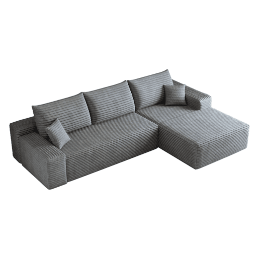 Sofá modular de canto de 270 cm - chaise longue em L, assento profundo, sem montagem, modular compactado - Cinzento