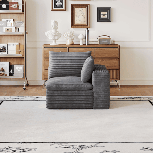 Sofá relax 90x90x60 cm - assento individual estofado em tecido com espuma - cinzento escuro