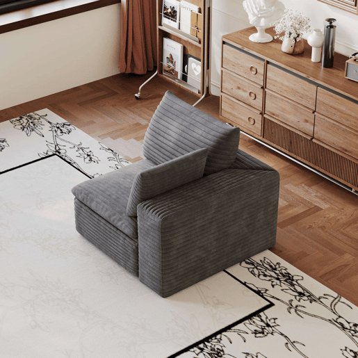 Sofá relax 90x90x60 cm - assento individual estofado em tecido com espuma - cinzento escuro