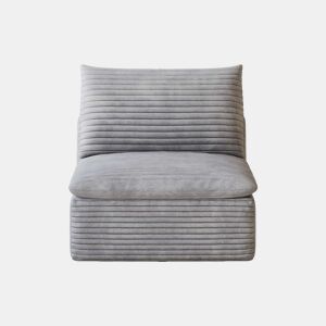 Sofá relax de 1 lugar - estofado em veludo, confortável - cinzento