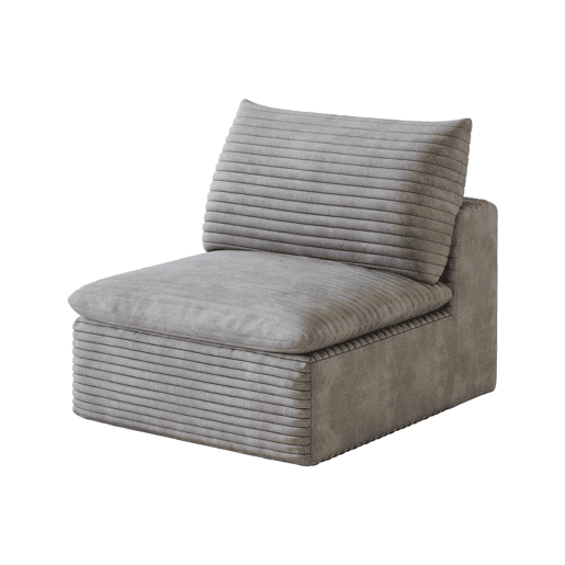 Sofá relax de 1 lugar - estofado em veludo, confortável - cinzento