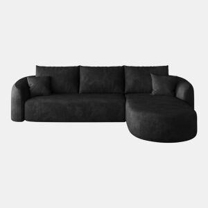 Sofá modular de canto de 266 cm - sem montagem, espuma comprimida, sofá modular sem estrutura, 3 lugares - Preto