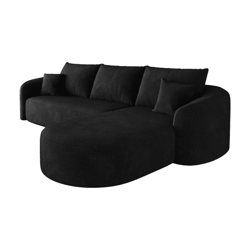 Sofá modular de canto de 266 cm - sem montagem, espuma comprimida, sofá modular sem estrutura, 3 lugares - Preto