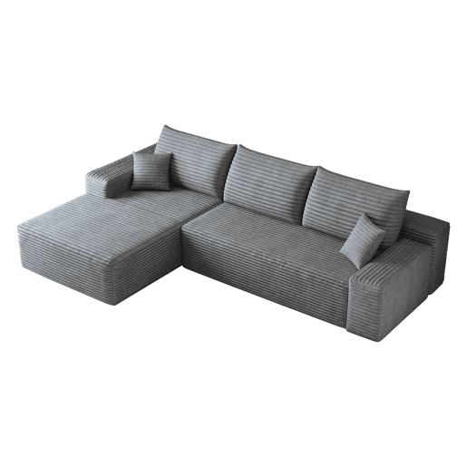 Sofá modular de canto de 270 cm - chaise longue em L, assento profundo, sem montagem, modular compactado - Cinzento Sofá modular de canto de 270 cm - chaise longue em L, assento profundo, sem montagem, modular compactado - Cinzento