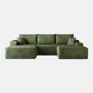 Sofá modular de canto de 270 cm - chaise longue em L, assento profundo, sem montagem, sofá compactado - Verde