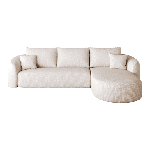 Sofá modular de canto de 266 cm - espuma de alta densidade, sem montagem, assento profundo - Branco