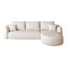 Sofá modular de canto de 266 cm - espuma de alta densidade, sem montagem, assento profundo - Branco