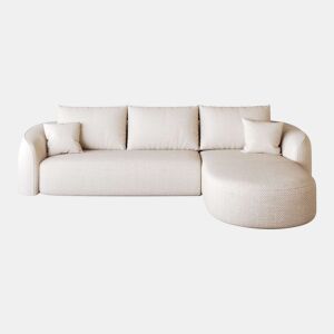 Sofá modular de canto de 266 cm - espuma de alta densidade, sem montagem, assento profundo - Branco