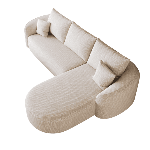 Sofá modular de canto de 266 cm - espuma de alta densidade, sem montagem, assento profundo - Branco
