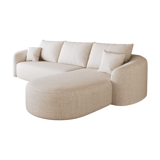 Sofá modular de canto de 266 cm - espuma de alta densidade, sem montagem, assento profundo - Branco