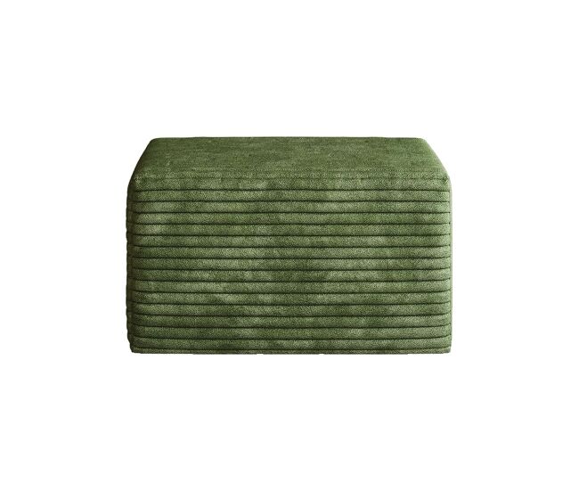 Puff decorativo 65x60x38 cm - asiento acolchado de pana con relleno de espuma, estilo moderno - verde