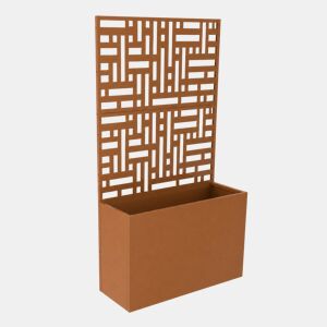 Divisória Bernalda com floreira rodízios aço 146x83x31cm Castanho casa.pro