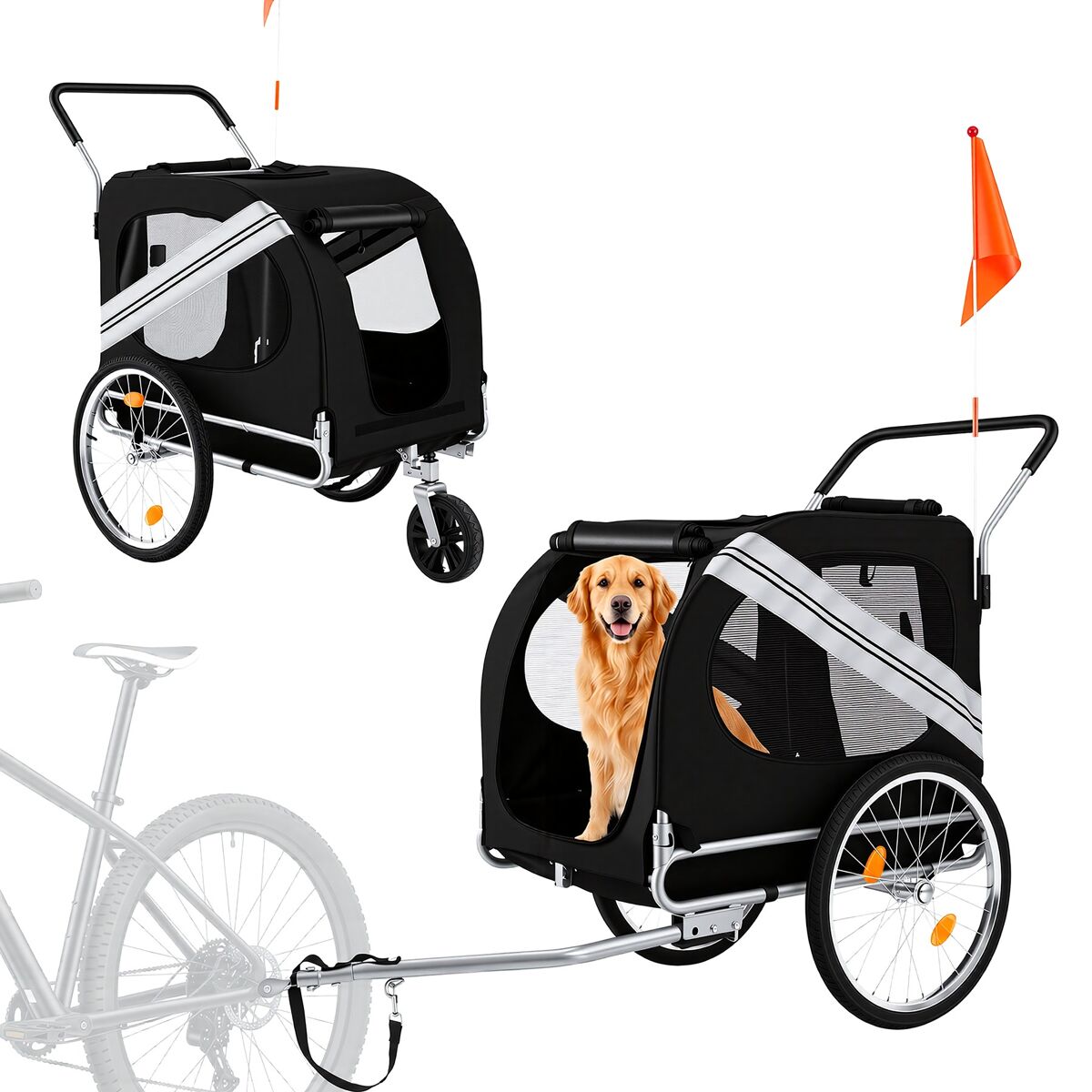 Remolque de Bicicleta Plegable para Perros