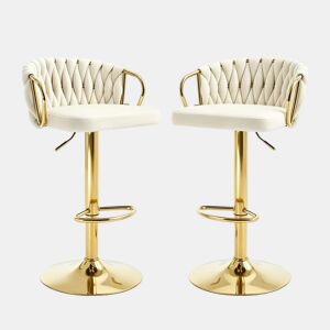 Bancos altos, 2 unidades u2014 com almofada macia, assentos confortáveis e elegantes para cozinha ou bar u2014 branco creme