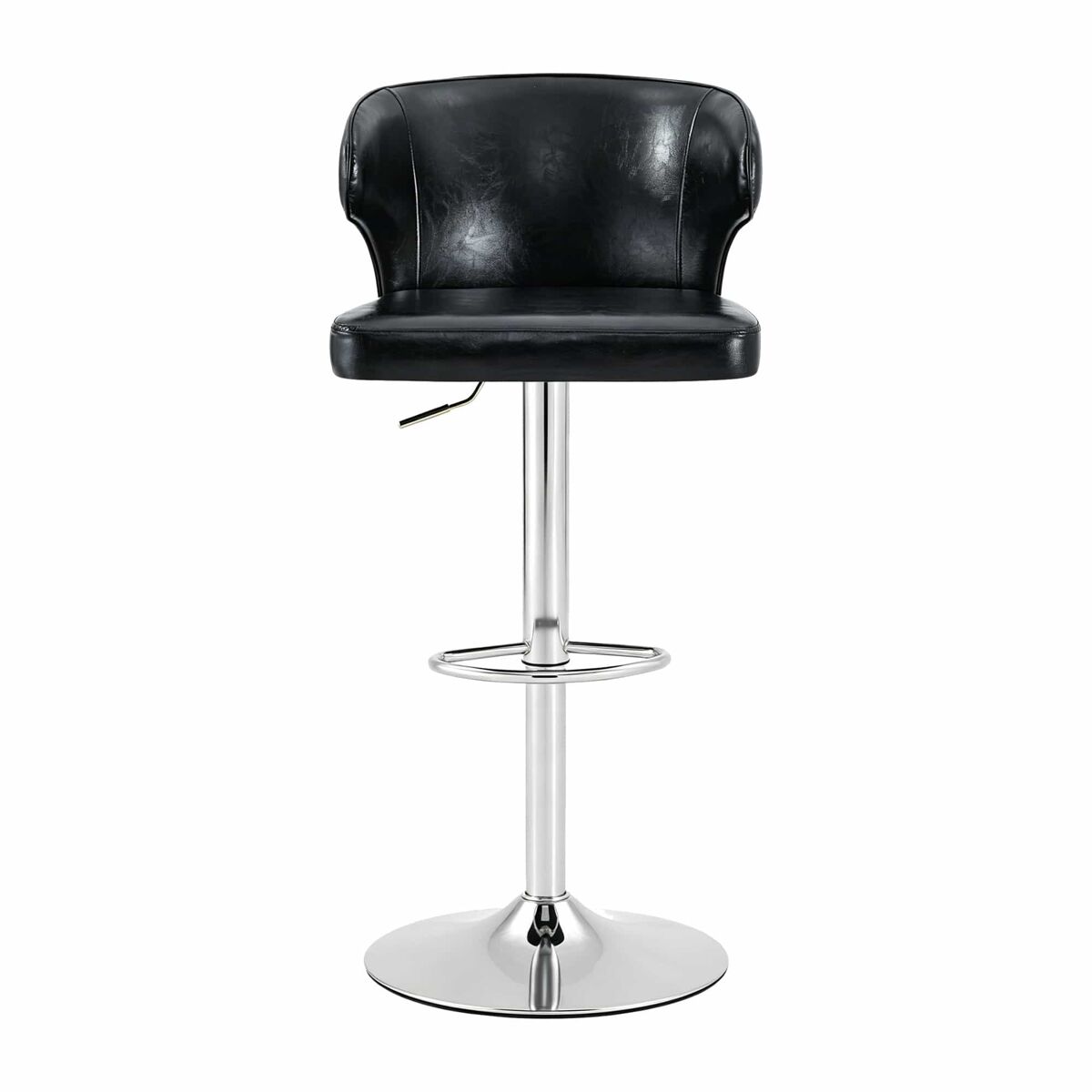 Set de 2 taburetes de bar 49,7x45x110 cm - regulables en altura, giratorios 360°, con respaldo y reposapiés - negro