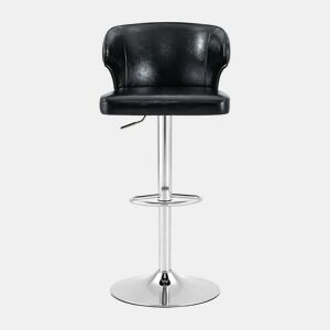 Conjunto de 2 bancos de bar 49,7 x 45 x 110 cm u2014 com altura ajustável, giratórios a 360°, com encosto e apoio para os pés u2014 preto