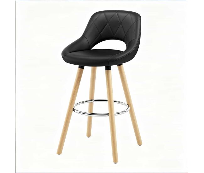 Taburete alto 43x40 cm - respaldo ergonómico multifuncional para cocina, bar y tienda - negro