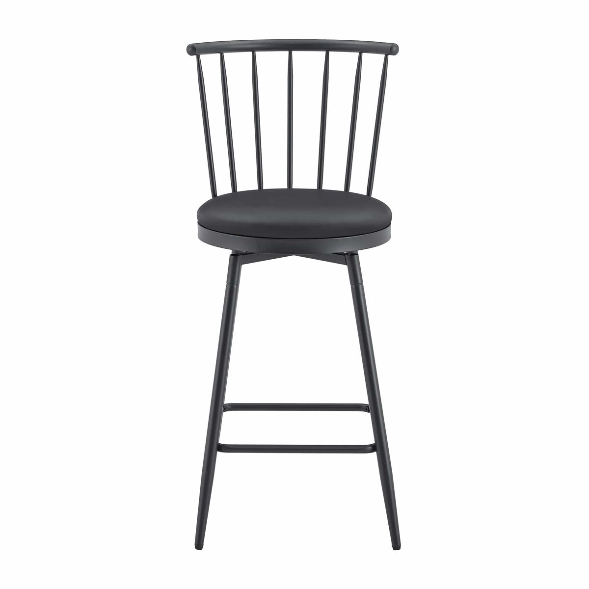 Taburete de bar 75 cm - estilo windsor industrial, asiento acolchado, estructura metálica, diseño vintage minimalista - negro