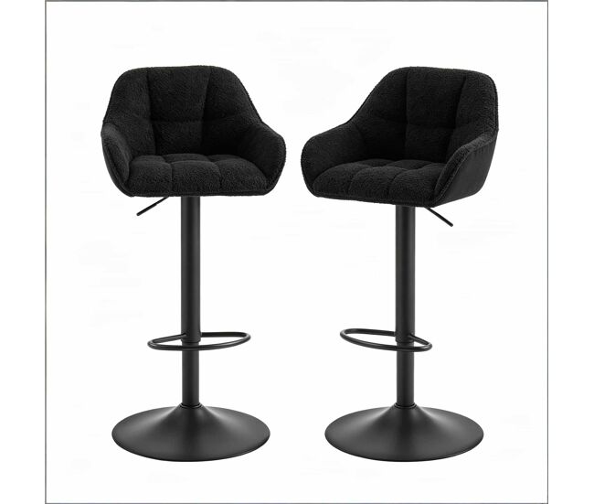 Taburetes de bar 2 unidades - suaves y tapizados para cocina, comedor y escritorio - negro