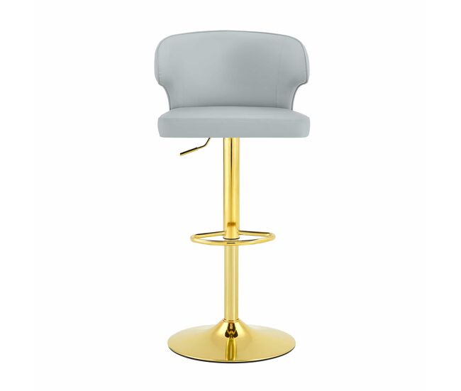 Set de 2 taburetes de bar 49,7x45x110 cm - ajustable en altura, giratorio 360°, con respaldo y reposapiés - gris claro