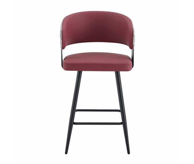 Silla de comedor - tapizada con respaldo y reposabrazos, estilo mid-century minimalista para hogar, cocina, hotel y restaurante - rojo